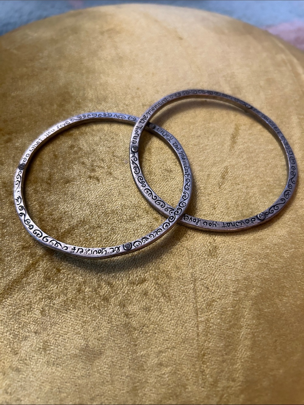 Engraved Silver-Tone Inspirational Bangle Set